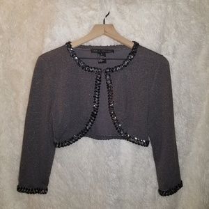 Yansi Fugel Gray Cropped Cardigan